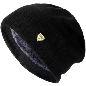Men Winter Beanie Hat Fleece Lined Thermal Warm Acrylic Knit Cap Outdoor Casual Slouchy Skull Cap