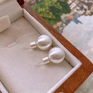 Brushed Metal Ball Stud Earrings With 925 Sterling Silver Earring Post Simple Retro Minimalist Jewelry For Women