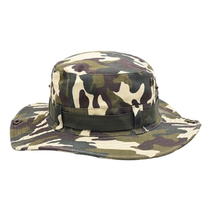 Camouflage boonie hat for outdoor hiking and sun protection with wide brim