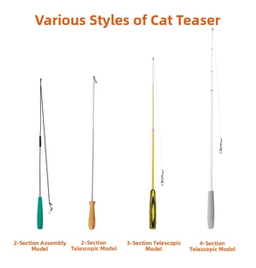 Comparison of 2, 3, and 4-section telescopic and assembly cat toy wands with foam handles