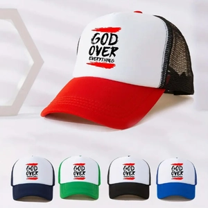 Casquette Trucker God Over Everything Mesh Respirant Baseball Color Block Décontracté Chapeau Soleil Extérieur