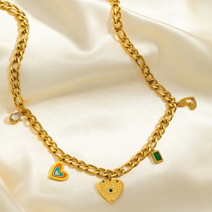 Collier Multi Rangs En Acier Inoxydable Mauvais Œil Cœur Étoile Perles Colorées Zircone Bijoux Boho Pour Femmes