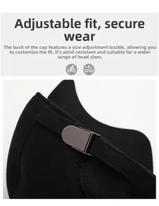 Detail of adjustable metal buckle on winter wool baseball cap for customized fit