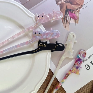 Graziosa forcina per capelli a gatto in acetato con strass per acconciature eleganti