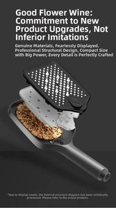 Exploded view of pressurized handheld shower head showing internal components and filter