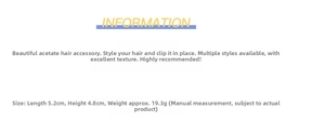 Detailed dimensions of the square acetate hair claw clip measuring 5.2cm by 4.8cm