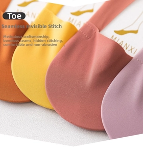 Close-up of seamless sock toe construction in vibrant candy colors for comfort