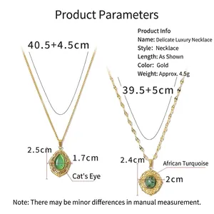 Luxury 18K gold plated oval natural stone pendant necklaces on a clean white background