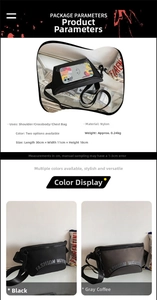 Spécifications du sac bandoulière en nylon avec dimensions et options de couleur