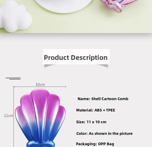Detail view of purple shell detangling hair comb showing ABS and TPEE material specs