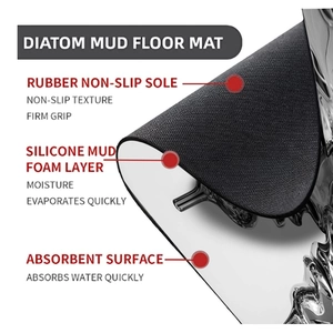 Cross-section showing triple-layer absorbent structure with non-slip rubber backing
