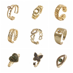 Golden micro-p镶 zircon leopard head rings in nine diverse geometric jewelry designs