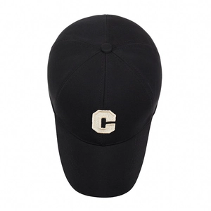 Classic black baseball cap with embroidered white C logo patch for outdoor leisure activities