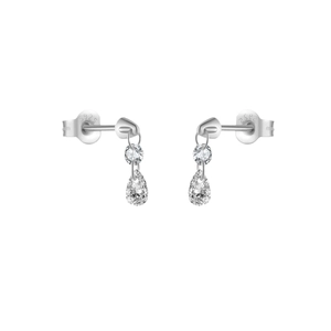 S925 sterling silver drop earrings featuring elegant pear-cut clear cubic zirconia crystals