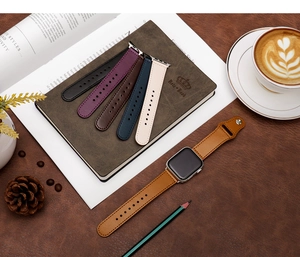 Selection of premium leather magnetic watch bands in multiple colors for Apple Watch