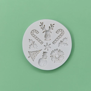 Christmas silicone mold with reindeer and snowman patterns for DIY cake baking and decor
