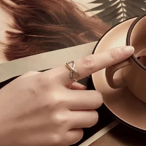 Two-tone S925 silver infinity heart ring for women with gold plating elegant design