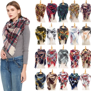 Women's plaid tassel scarf available in various colors and patterns for autumn and winter