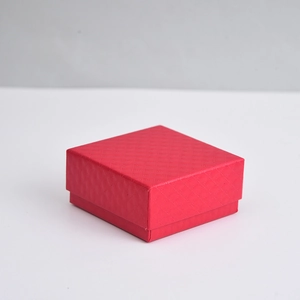 Square red jewelry gift box with elegant diamond pattern texture for necklace and bracelet