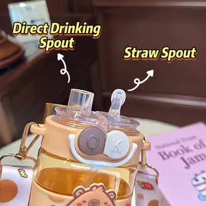 Gourde Capybara mignonne avec couvercle à double boisson et sangle réglable