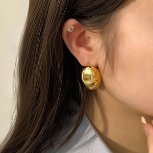Minimalistische 18K vergulde ovale oorringen voor dames, stijlvolle geometrische sieraden