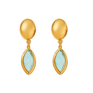 Boucles d'oreilles pendantes plaquées or 18K avec cristal bleu clair taille marquise