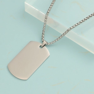 Dog Tag Pendant Necklace Stainless Steel Blank Rectangular Military Identity Plate Hip Hop Trendy Jewelry For Men