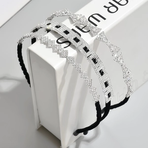 Elegant Rhinestone Headband Zinc Alloy Velvet Wrapped Hair Band For Women Sparkling Crystal Hair Hoop Korean Style Accessory
