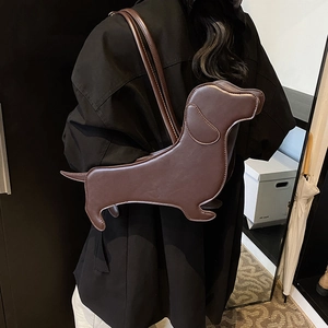 Creative Dachshund Dog Shaped Shoulder Bag For Women PU Leather Novelty Underarm Handbag Ins Fashion Tote