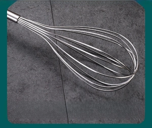 Close-up of thick 304 stainless steel wires of the manual whisk showing durability