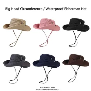 Nylon Outdoor Bucket Hat Quick Dry Sun Protection Waterproof Wide Brim Fishing Hiking Sun Hat Adjustable Chin Strap