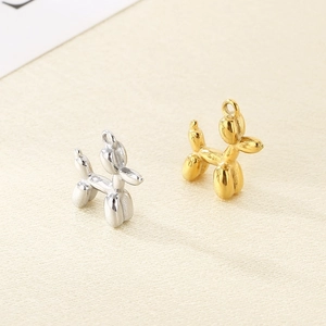 Détails des pendentifs chien ballon 3D en acier poli doré et argenté pour bijoux DIY