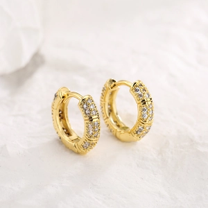 Classic 18K gold plated hoop earrings with micro-paved sparkling cubic zirconia stones