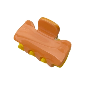 Polished candy orange and yellow small hair claw clip for side bangs and styling