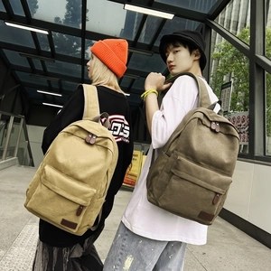 Minimalist canvas backpack in khaki and army green colors for men and women