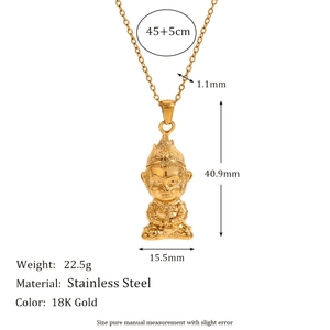 Spécifications détaillées du pendentif Sun Wukong en acier inoxydable plaqué or 18K
