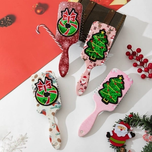 Christmas hairbrush set with sequin embroidery patterns and festive snowflake designs