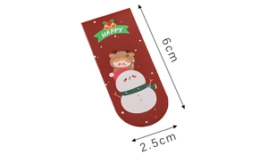 Detailed size view of cartoon Christmas magnetic bookmark with reindeer and snowman