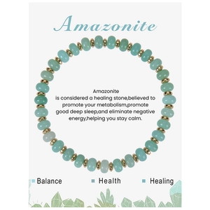 Natural Stone Beaded Bracelet Elastic Healing Energy Abacus Beads Copper Spacer Fashion Jewelry For Women Men