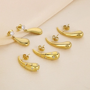 Orecchini A Lobo In Acciaio Inossidabile A Goccia Con Zirconia Design Minimalista Elegante Gioielli Regalo Per Donna