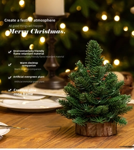 Mini Nordic Christmas tree with pine cones and wooden base for festive tabletop decoration