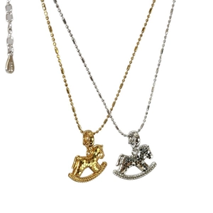 18k gold plated rocking horse pendant necklaces in gold and silver finishes