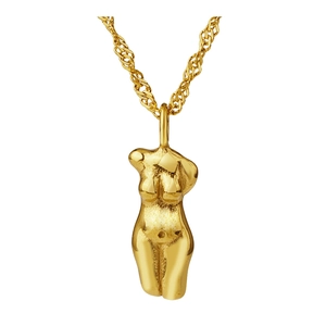 Artistic gold-plated Venus torso pendant necklace on fine water wave chain