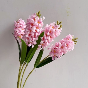 Realistic 3D touch pink artificial hyacinth bouquet for wedding and home table decor