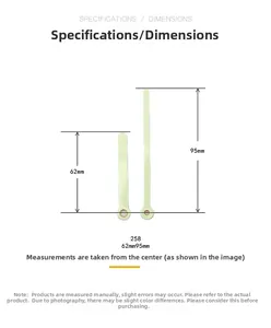 Detailed size chart of 62mm and 95mm luminous metal clock hands for watch repair