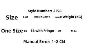 Detailed size chart for women's buttoned cardigan featuring sleeve length and bust measurements