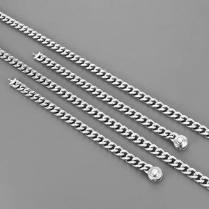 Minimalist 10mm CNC diamond set Cuban link titanium steel necklace for men in silver