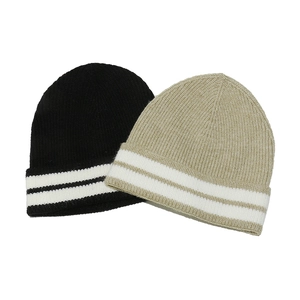 Bonnet En Maille Rayé Acrylique Nervuré Chaud D'hiver Pour Femmes Et Hommes Décontracté Extérieur Sportif Minimaliste