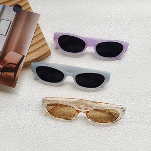 Modern cat-eye sunglasses in pastel purple, grey, and champagne colors with UV400 protection