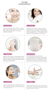 Instructional guide showing six ways to use essential oils for massage and aromatherapy